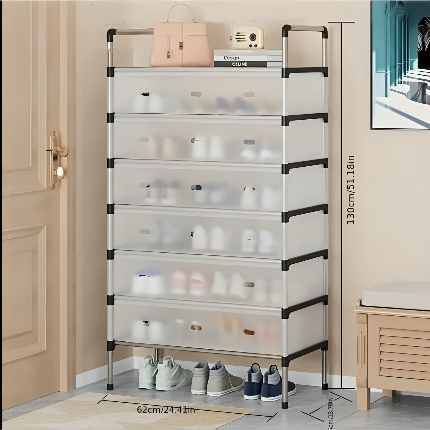 Dustproof Shoe Rack – Stainless Steel